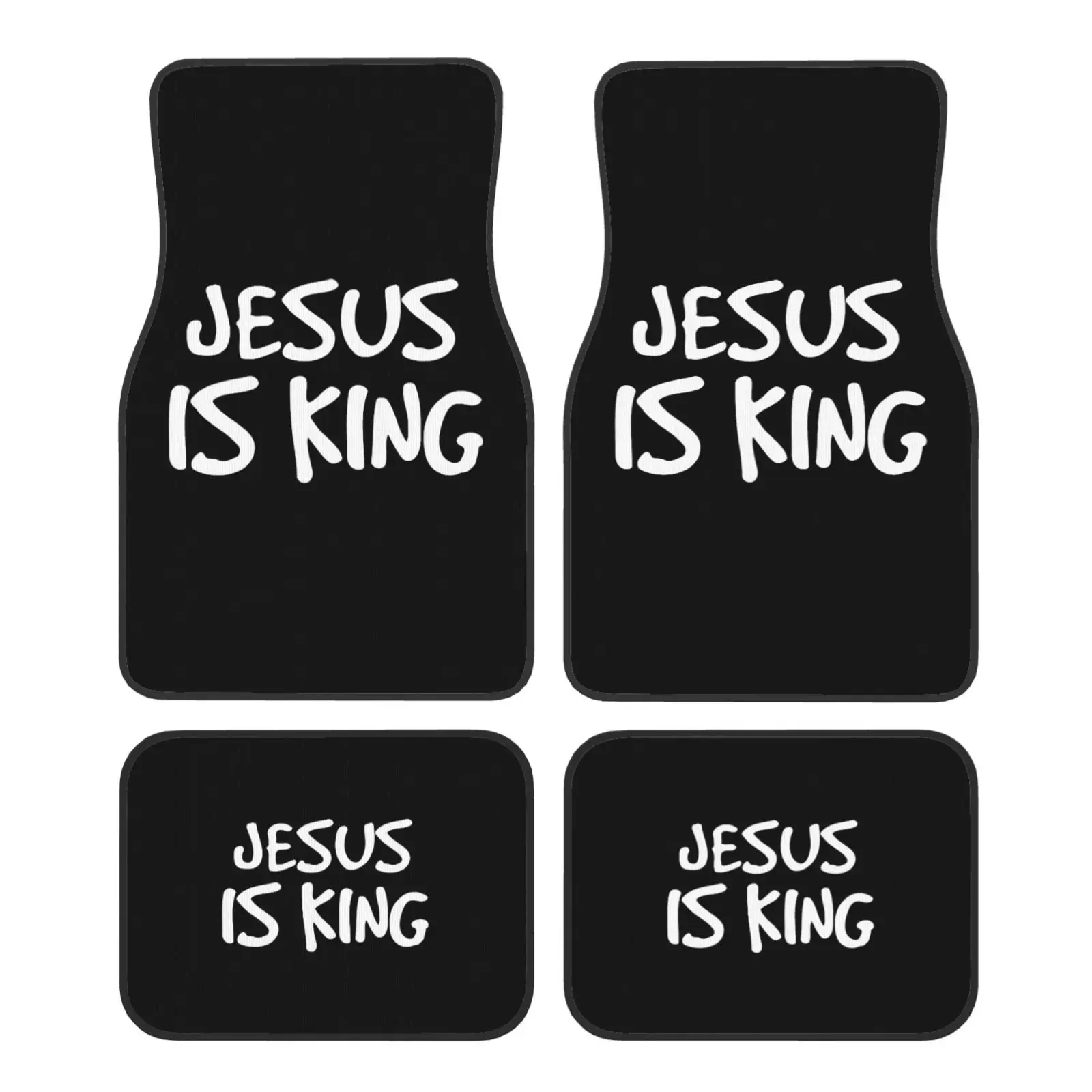 Auto-Fußmatten mit Jesus ist König, Text, 4er-Set, Teppiche vorne und hinten, rutschfeste Auto-Fußmatten, universell passend für Van, LKW, SUV