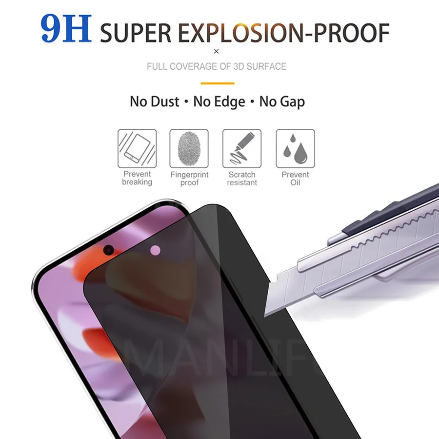 3D Full Cover Anti Spy Tempered Glass For Google Pixe 9 Pro XL Privacy Screen protector for Google Pixel 9 Pro Glass