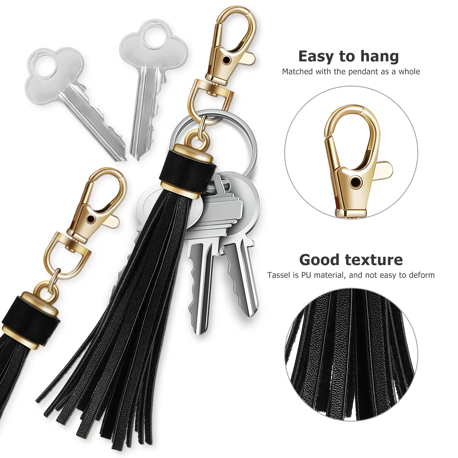

10Pcs PU Tassel Pendant Keychain Decorative Tassel with Lobster Swivel Bag Hanging Accessories for Handbag Charm