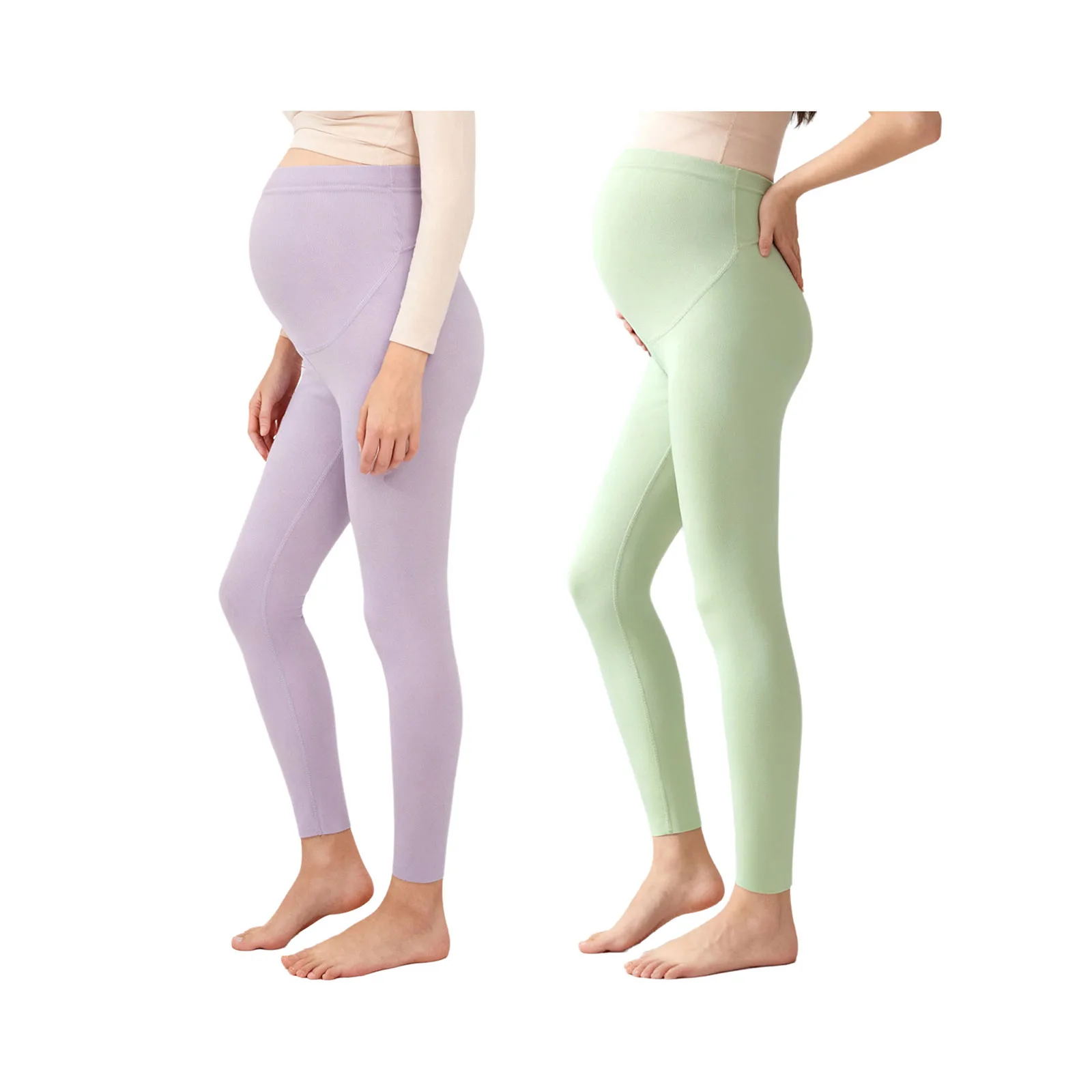 

2 шт., женские термобрюки для беременных, эластичные леггинсы с регулируемой талией над животом, леггинсы для йоги, штаны для беременных, повседневная одежда для тренировок