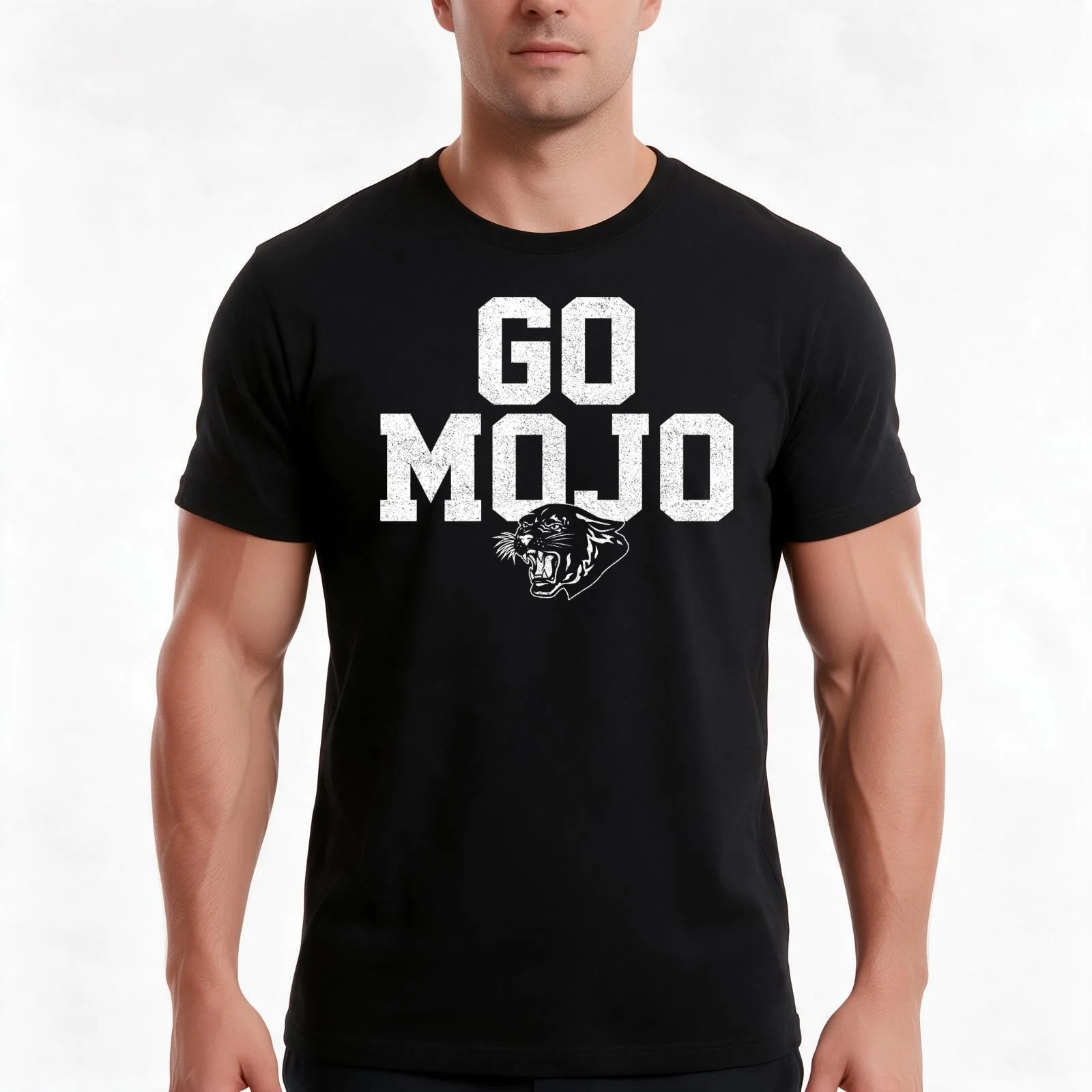 GO MOJO T-Shirt, Summer Casual Cotton Tee, Oversized Streetwear Tops, Vintage Graphic Print, Loose Fit Short Sleeve, 100% Cotton