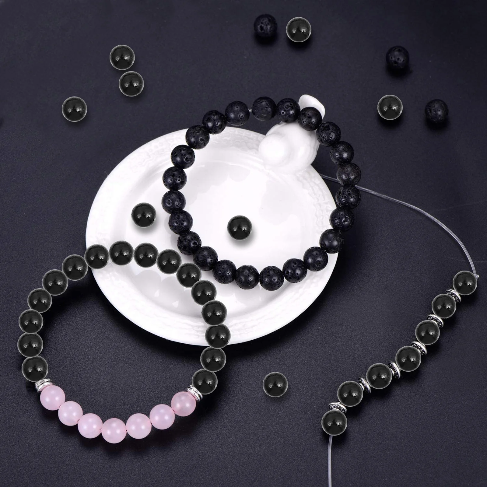 

500g Black Round Beads No Hole DIY Craft Accessories for Jewelry Making Necklace Bracelet Pendant Projects DIY Beads