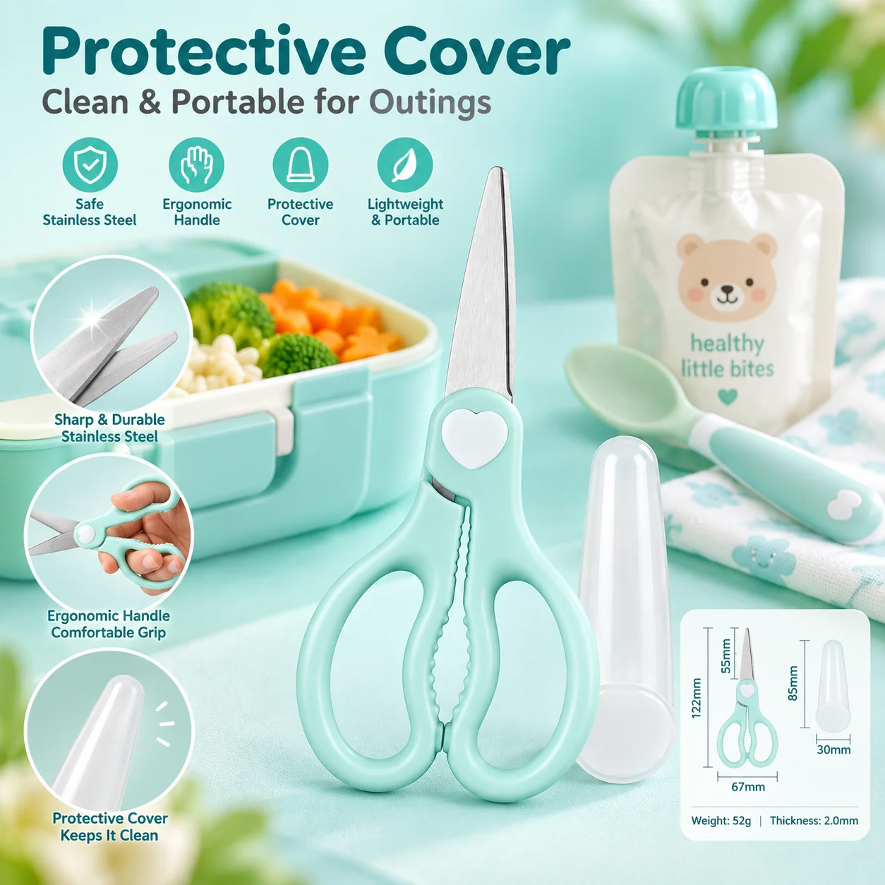 Veggie Baby Food - Baby Food Scissors Portable, Stainless Steel