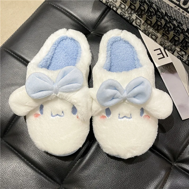 

Sanrio Cinnamoroll Cartoon Women Autumn Winter Warm Cotton Slippers Ins Female Dormitory Indoor Fluffy Soft Home Shoes Girl Gift