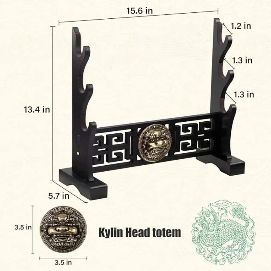 1/2/3-layers Kylin Stand Sword Shelf Holder Wooden Schwert Storage Rack Support Display Real Japanese Katana Samurai Sabre Decor