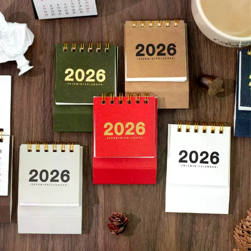 2026 Mini Simple Calendar Small Desk Calendar Creative Coil Calendar Planner Desktop Decoration Office Stationery