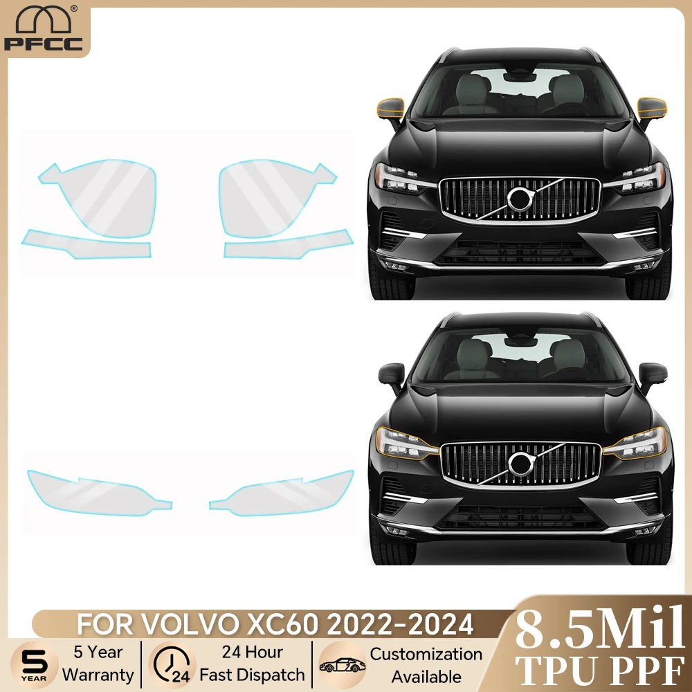 

Для Volvo XC60 Inscription R Design 2022-2024 предварительно вырезанный PPF прозрачный бюстгальтер фары заднего вида ТПУ защитная пленка для краски против царапин