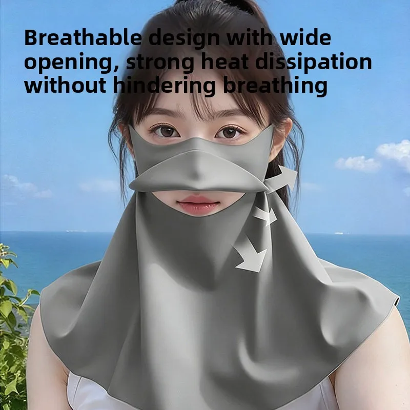 Women's Sun Protection Face Mask Neck Protector Ice Silk Drinking Water Good New 2026 Integrated Design Summer Fashion