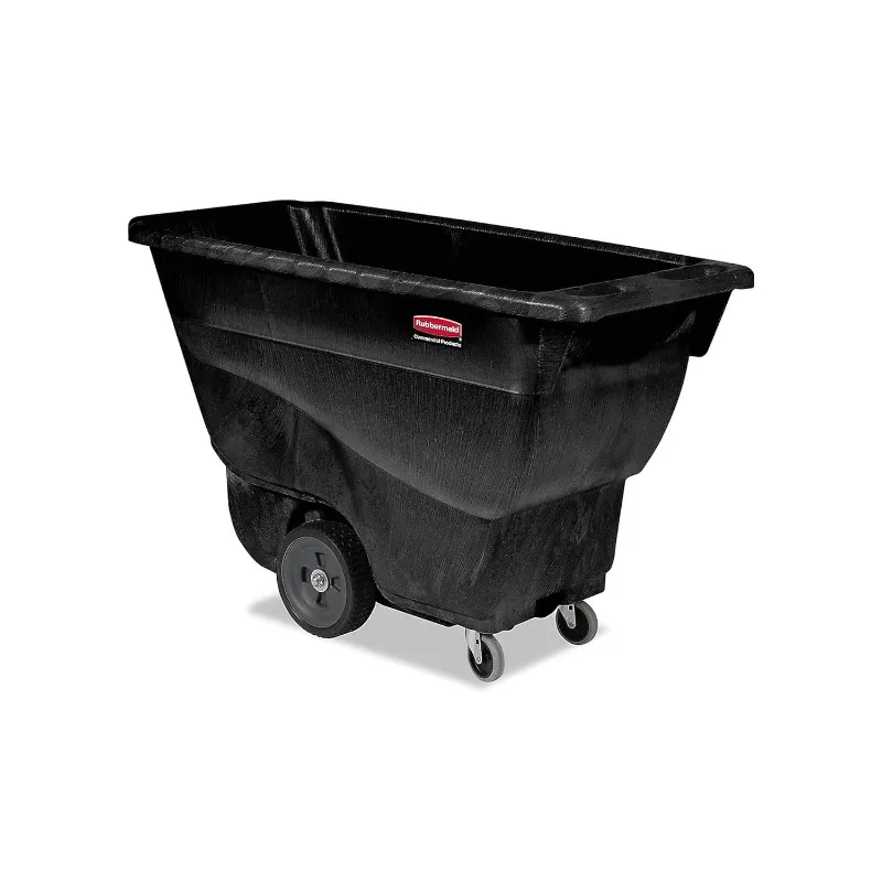 Rubbermaid Commercial Products Tilt Dump Truck,450 lbs 1/2 Cubic Yard Heavy Load Capacity with Wheels,Trash Recycling Cart,Black