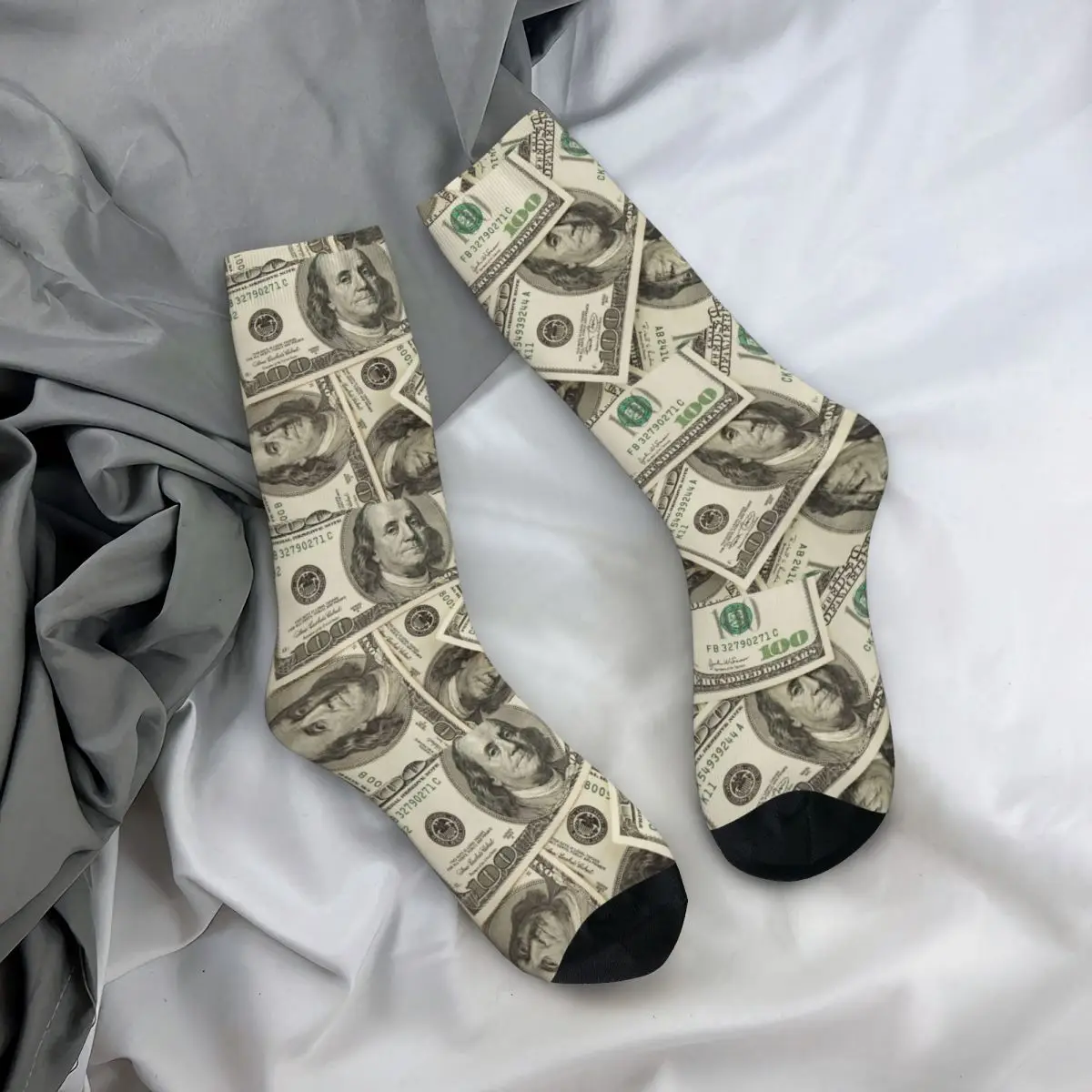 Happy Funny Male Men Socks Casual 100 Dollars Banknotes Sock Graphic Women Socks Spring Summer Autumn Winter