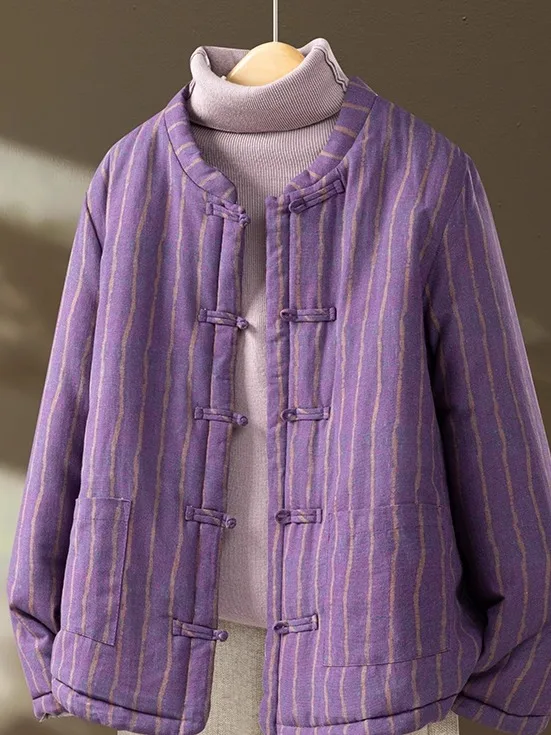 

Корейская японская элитная зимняя хлопковая куртка больших размеров, модная женская верхняя одежда, длинный све, полосатый дизайн