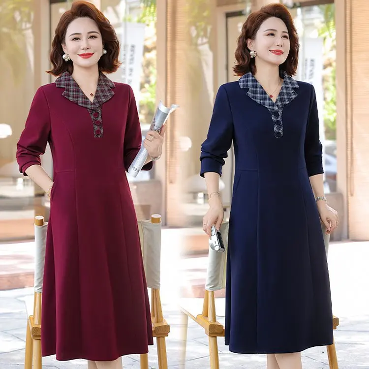 

Temperament Splicing Skinny Medium and Long Skirt Autumn Long Sleeve Women's Dress 2509-XB036-8024
