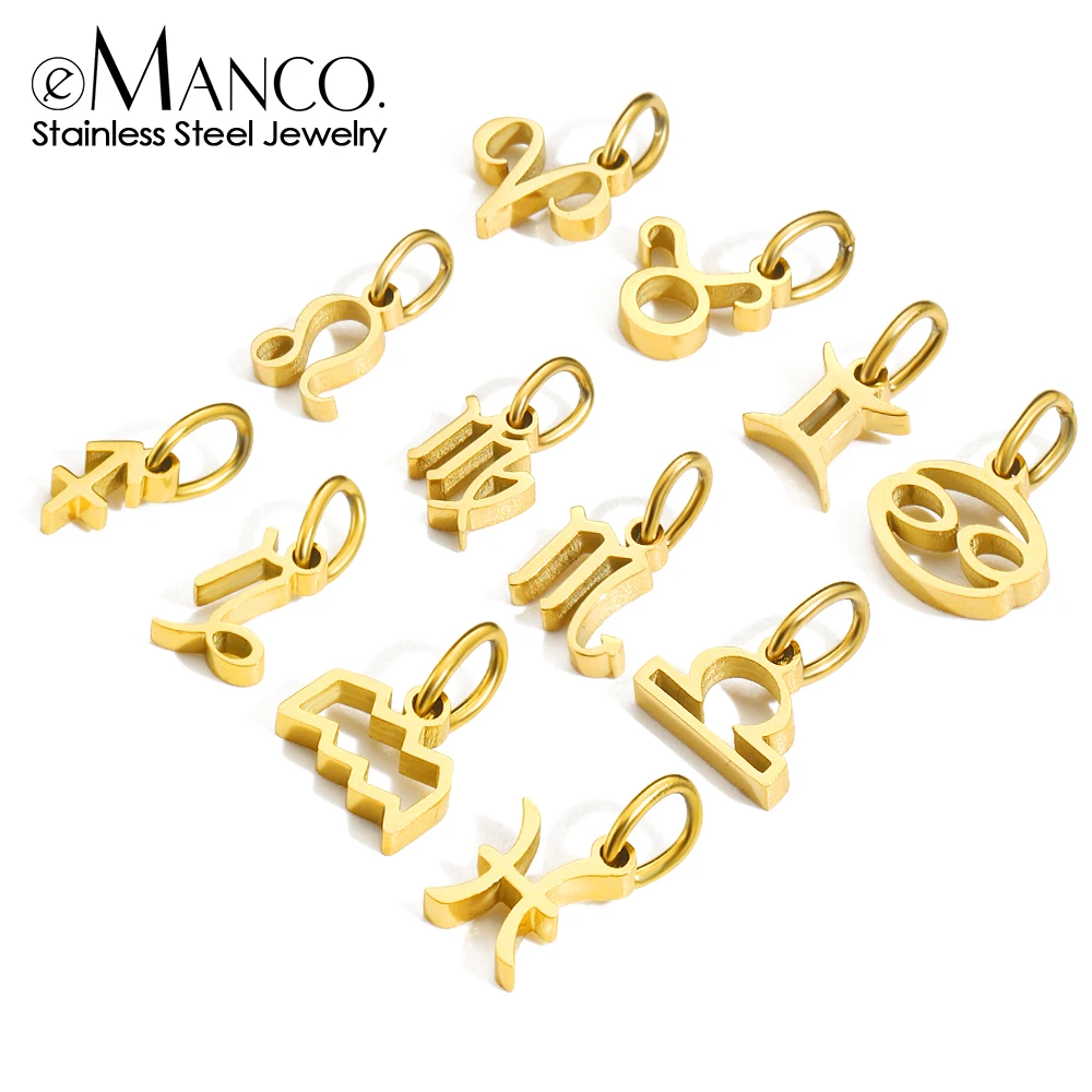 EMANCO Zodiac Signs Pendant Accessories Stainless Steel 12 Constellations Necklace Birthday Gift