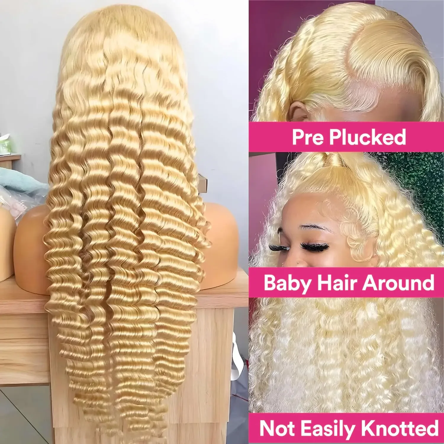 613 Blonde HD Transparent Lace Frontal Wig 13×6 Curly Wave Lace Front Wigs Colored Curly Wigs 13x4 Deep Water Wave Brazillian Human Hair Wigs For Women