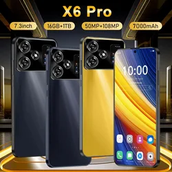 2024 Original X6 Pro Smartphone 5G Global Version 16G+1TB 4G/5G Dual Sim Cellphone Android 14 Unlocked Mobile Phone celulares