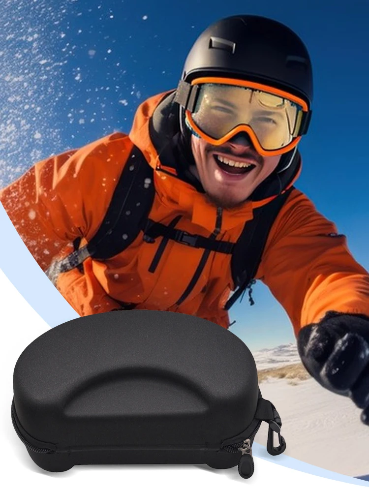 Estojo rígido para óculos de esqui, à prova d'água, caixa para óculos de snowboard, à prova de poeira, armazenamento para neve e esportes aquáticos