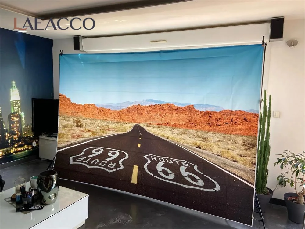 Laeacco الطريق 66 USA الغروب طريقة الطريق أورورا الطفل الطبيعي الخلابة التصوير خلفية التصوير الخلفيات ل استوديو الصور