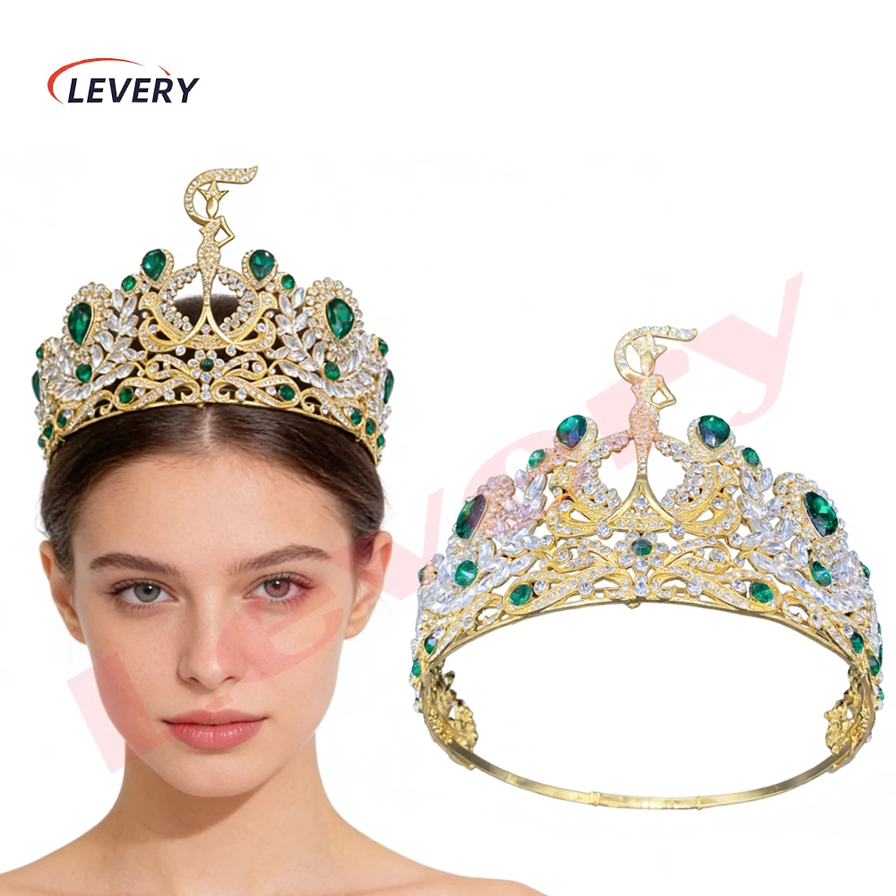 Tall Pageant Crown Bridal Princess Tiara Headbands Hair Accessories for Bride Party Bridesmaids Birthday Prom Halloween Costume