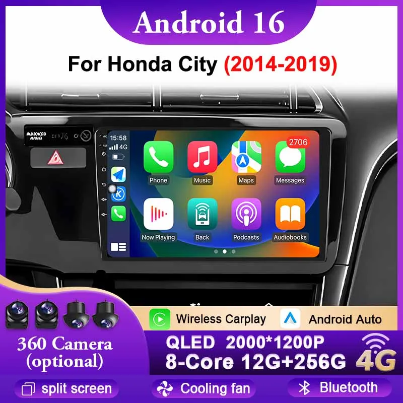 

Android 16 Car Radio for Honda City 2014 - 2019 Multimedia Video Player Carplay Auto Stereo GPS Navigation BT Screen Autoradio