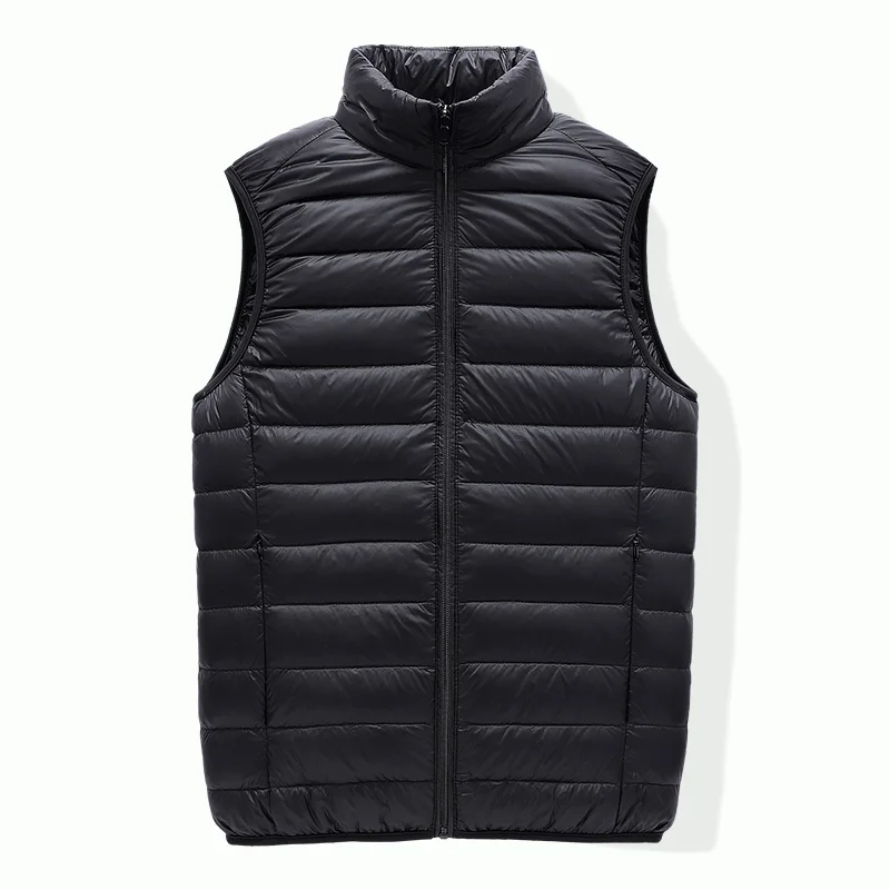 Men Vest Coat Winter Down Jacket Casual Slim Solid Color Stand Collar Lightweight Down White Duck Down Vest Men Clothing