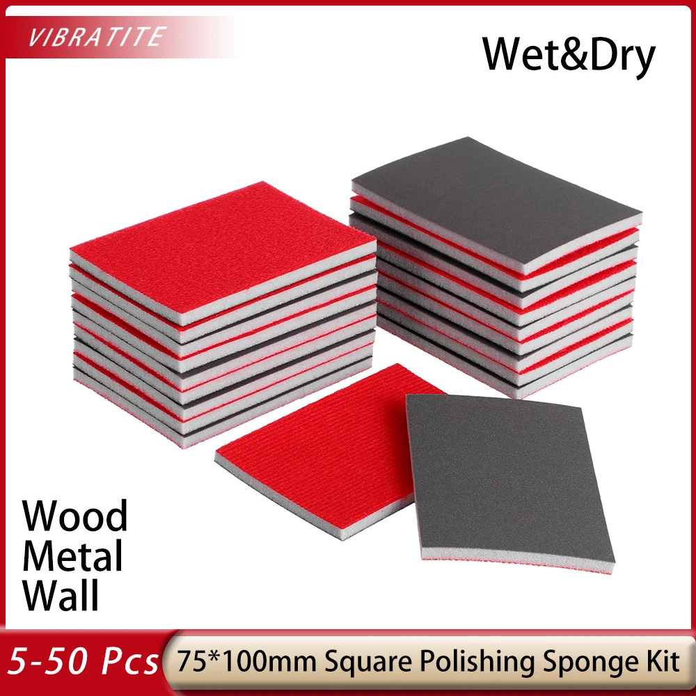 5-50 Pcs 120-3000Grit 75x100mm  Soft Foam Sanding Block Dry Wet Sandpaper for Model Drywall Metal Wood Furniture Polishing