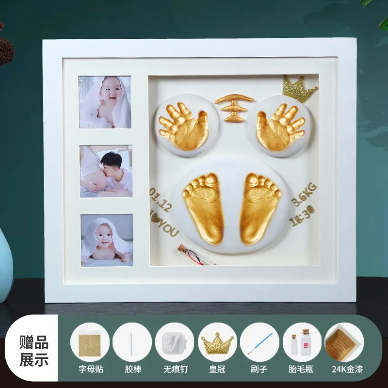 Baby hand and foot prints one year old fetal hair commemorative frame newborn baby hand and foot prints baby handprint