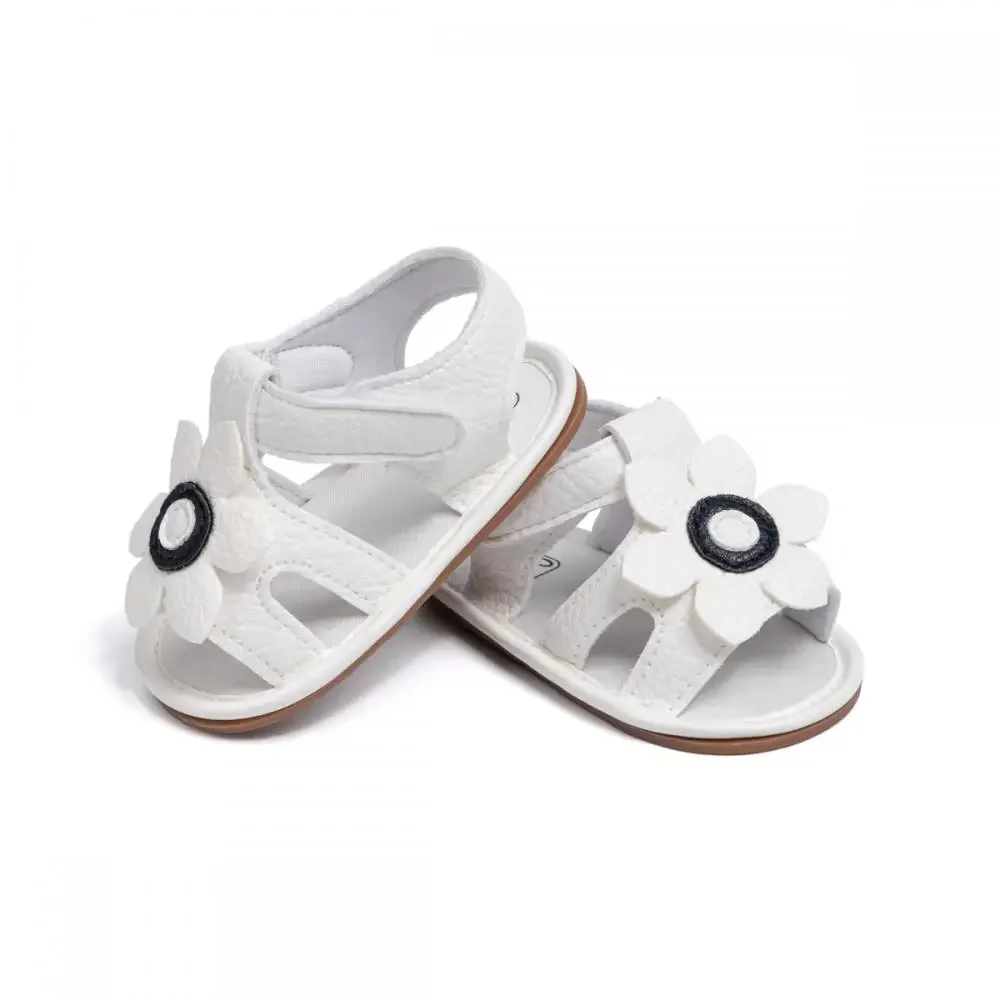 Summer Cute Newborn Toddler Garden Shoes First Day Walking Shoes Flower Baby Shoes Solid Color Peplum Anti-Slip Rubber Sole