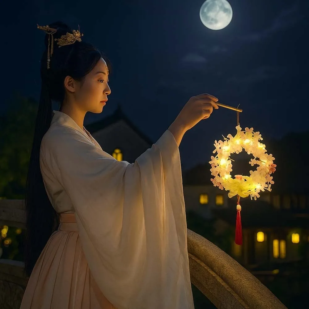 

Handmade Children's Rabbit Lantern Handheld Glowing Osmanthus Flower Lanterns Chinese Style Luminous Feather Bunny Lamp