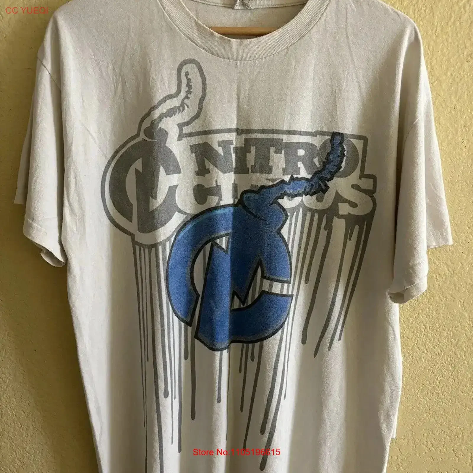 nitro circus T Shirt Size Large white vintage Washed Stylish graphic Top For Everyday Wear Breathable streetwear fashion