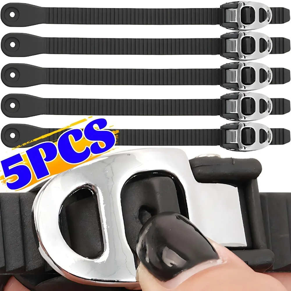 Heavy Duty Rubber Tie Down Strap Grip Buckle 25cm Black Metal Lashing Connectable Cargo Securing Bungee Auto Motorcycle Parts