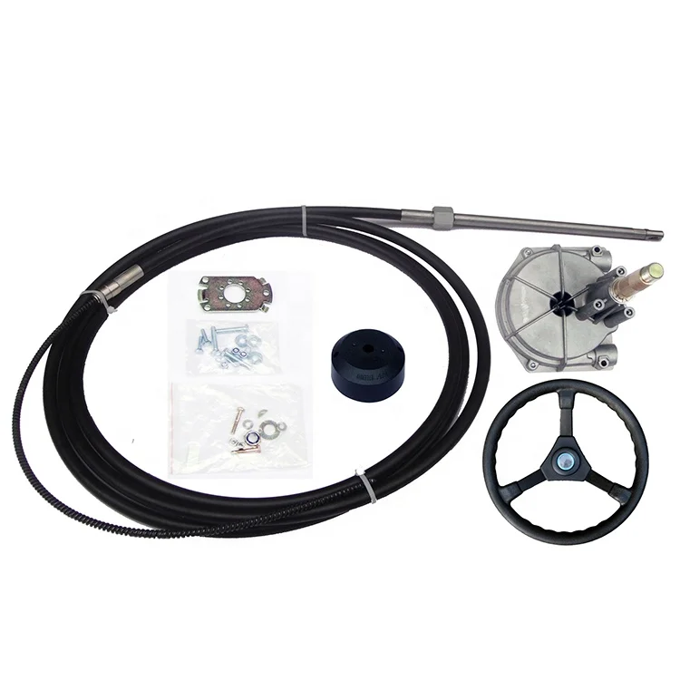 Marine Outboard Universal Mechanical Turbine Steering System Kit with Steering Wheel,Steering Cable,Baffle Plate