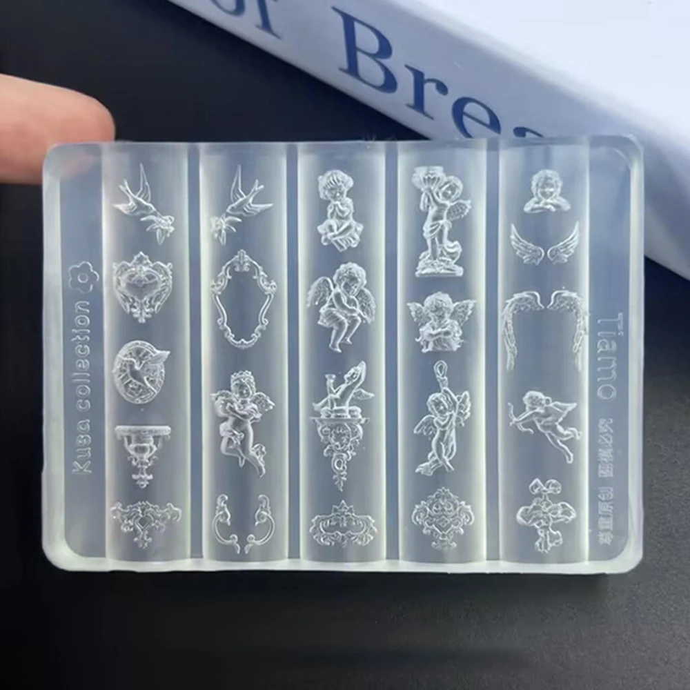 3D Baroque Angel Templates Stamping Plates Nail Mold Silicone Nail Art Charms DIY Tool Manicure Easy DIY Mold for Home Craft