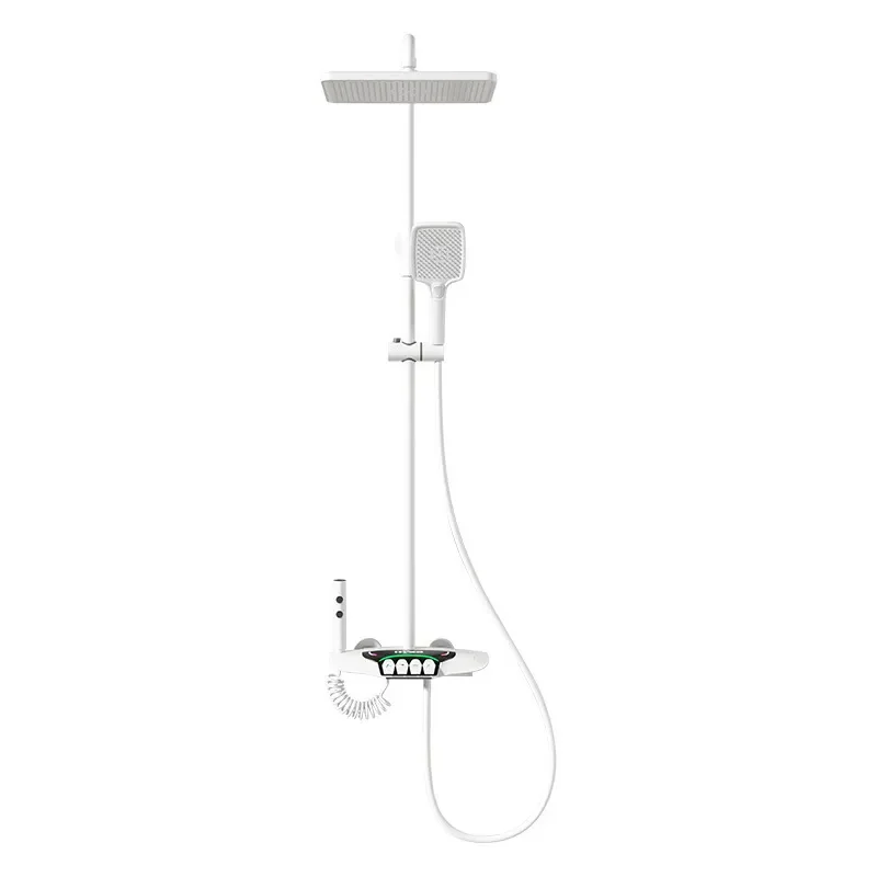 All Copper Thermostatic Shower Set with Digital Display Ambient Light Piano Key Spray Gun Bathroom Bath Household