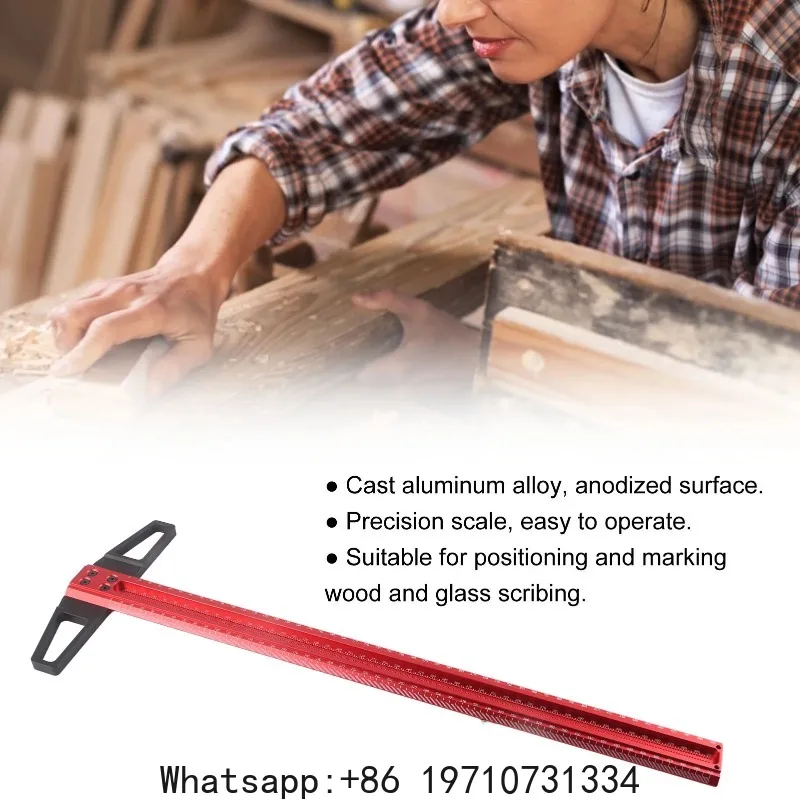 T Type Woodworking Ruler Hole Positioning Scribing Gauge Aluminum Alloy Measuring Tool for Carpenter