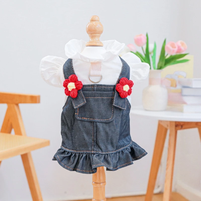 Pet Dogs Cats Spring and Summer Denim Clothing
