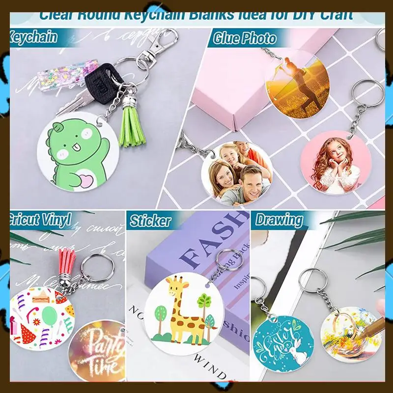 Promotion! 1750Pcs Acrylic Clear Keychain Blanks For Vinyl With Blanks, Tassels, Jump Rings, Keychain Rings For DIY Keychain Cra
