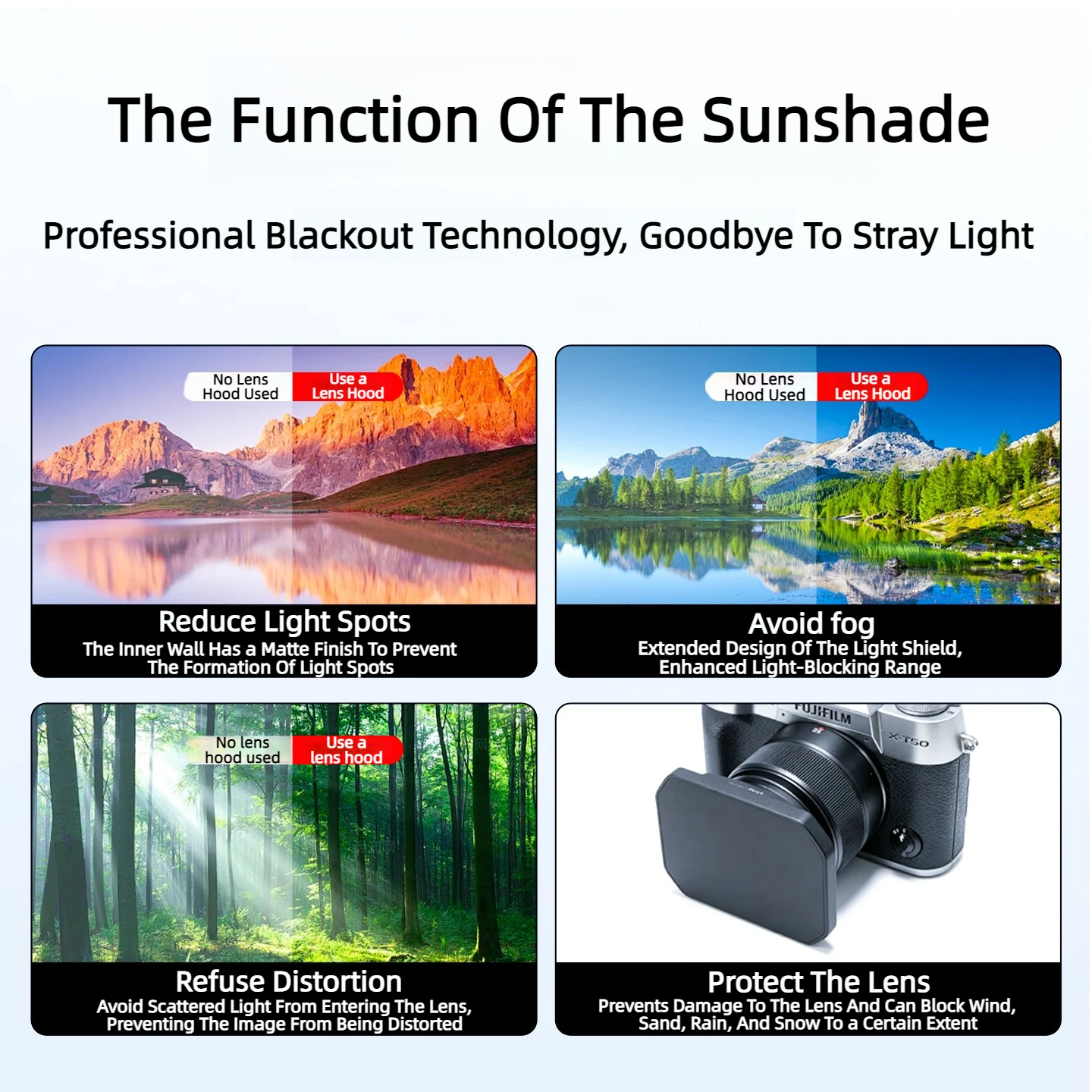 Metal Magnetic Square Lens Hood Fit Fuji XF23mm F2 XC35mm F2 43mm For XT50 XT30 II XS20 Camera Lens Accessories