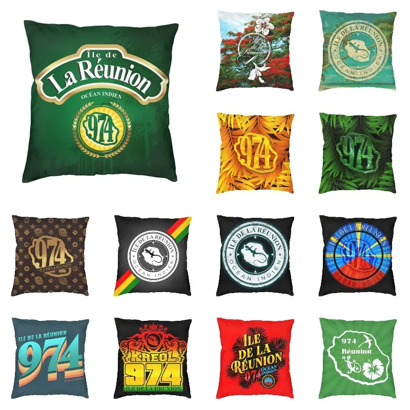 Luxury 974 Reunion Island Throw Pillow Case Office Sofa Ile De La Reunion Flag Cushion Cover Soft Bedding Pillowcase Polyester