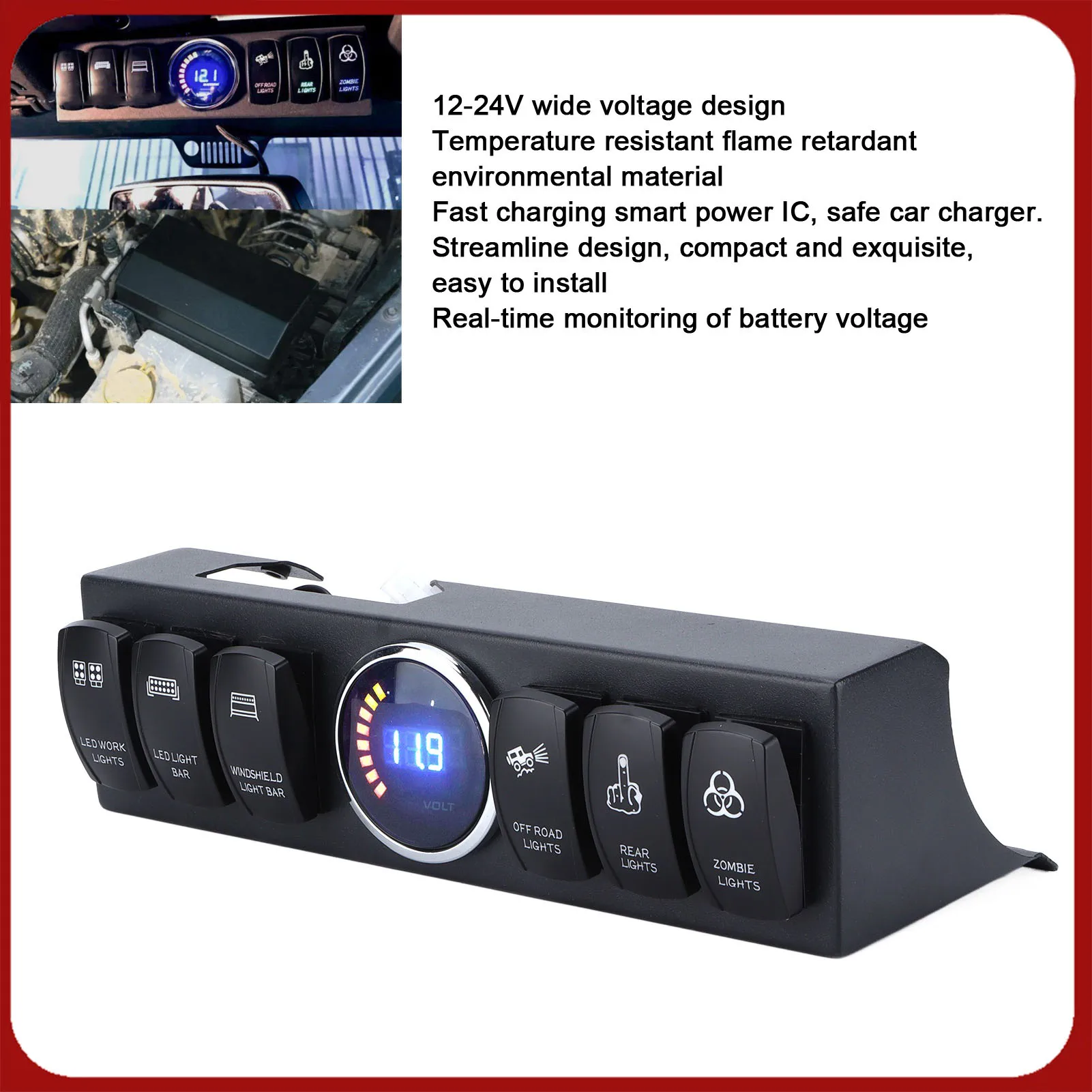 6 عصابة الروك تبديل لوحة التبديل التتابع صندوق التحكم استبدال ل JK 2007 ‐ 2017 12 فولت صندوق التتابع 6 طريقة لوحة فيوز صندوق التتابع