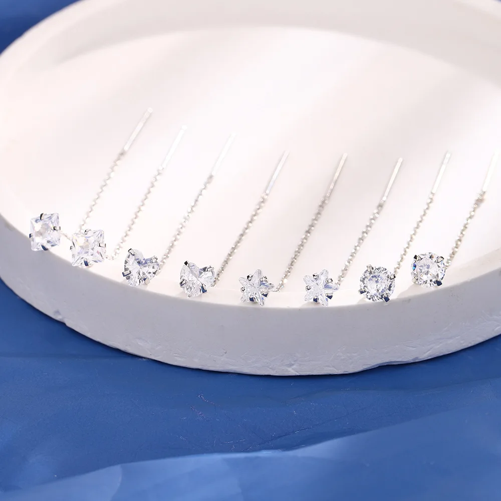 VENTFILLE 925 Sterling Silve Hoop Earring for Women  Office Versatile Zircon Tassel Ear Threads Jewelry Birthday Gift Dropship