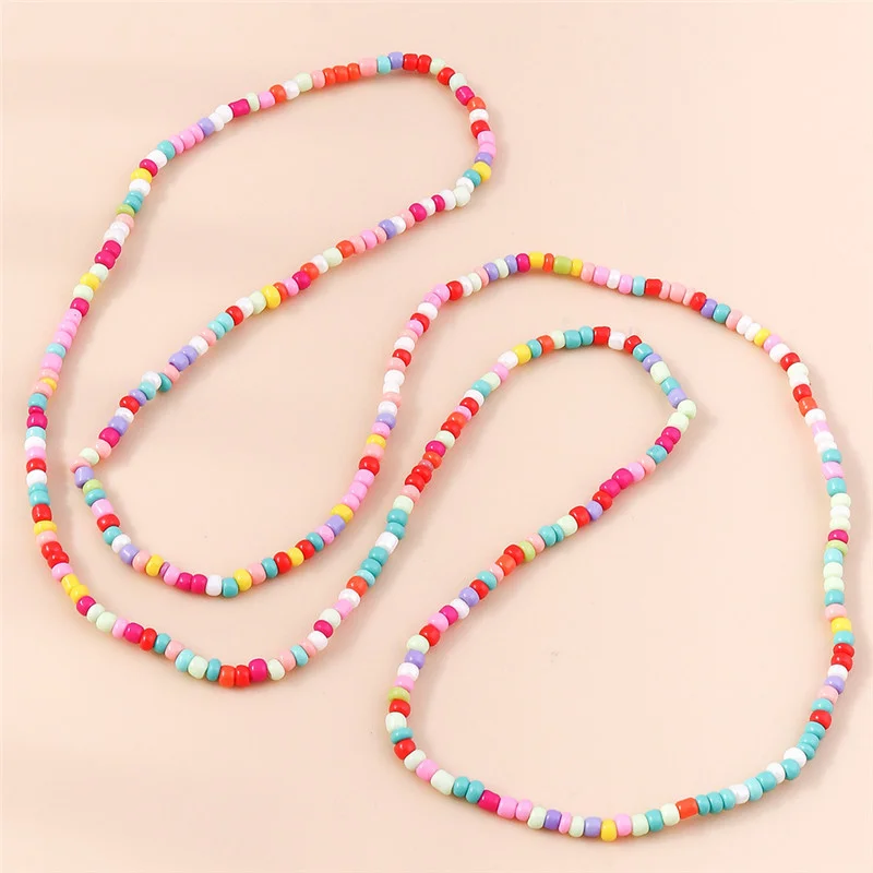 Aihua Bohemia 75 cm lange, farbenfrohe, elastische Perlenkette für Damen, Sommer, Strand, Party, Schmuck, Geschenke, Pulloverkette – Detail 1