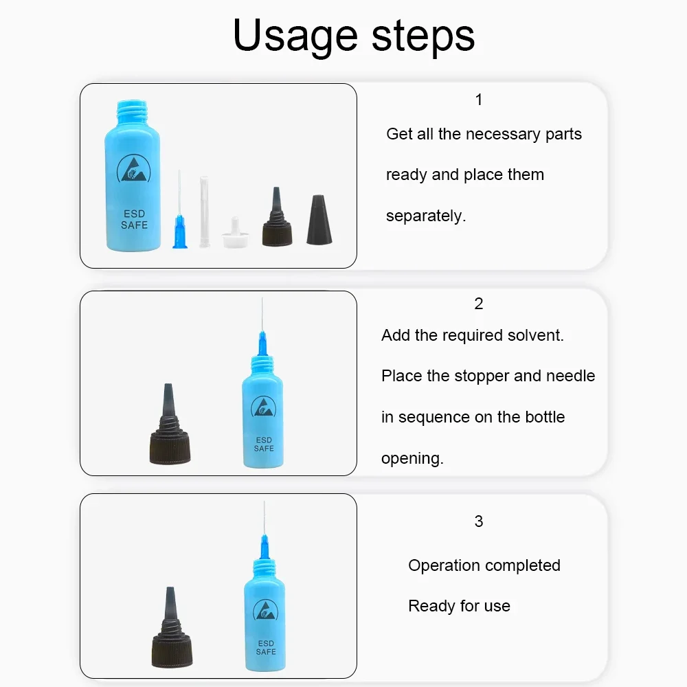 Wine Bottle, Mobile Phone Repair, Anti-Static, Solvent Distributor, Leak-Proof, With Needle, Capacity 65 Milliliters