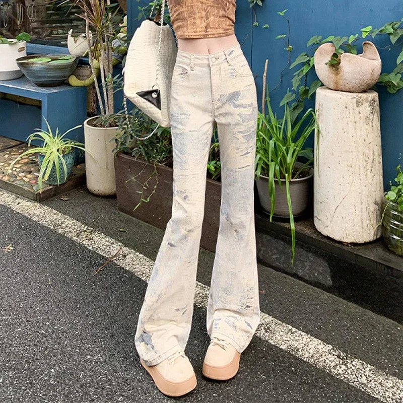 

CASUMANL Brand Vintage Washed Jeans Women 2024 Spring Autumn New High Waist Korean Fashion Flare Pants Females Cheap Clothes