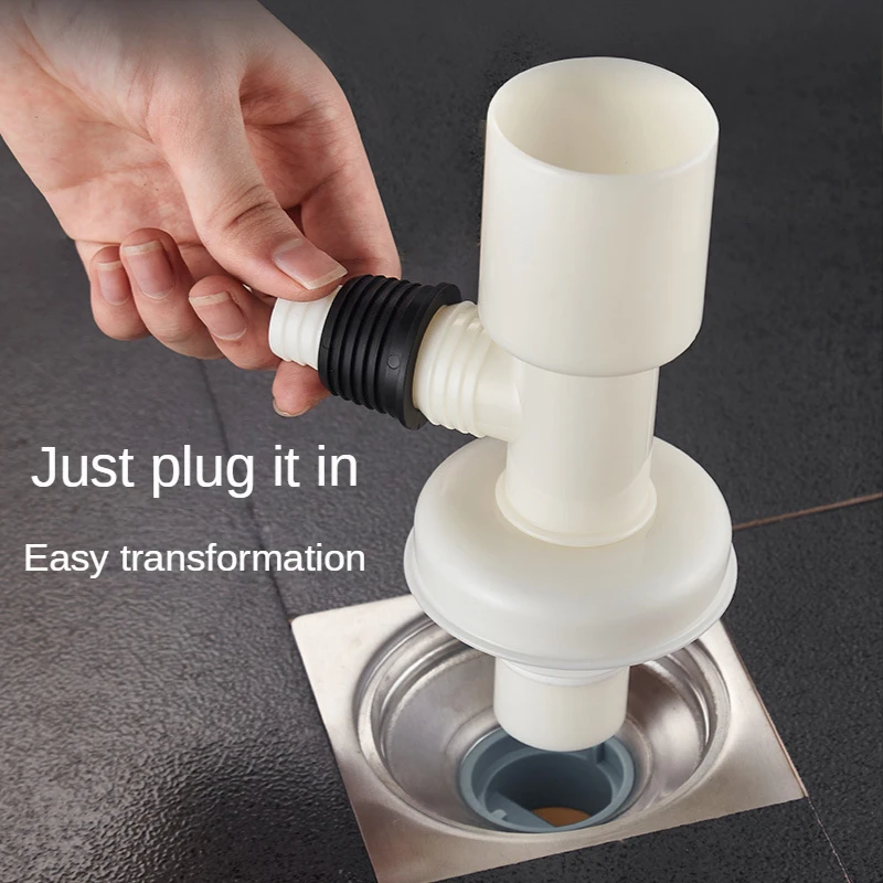 

Washing Machine Floor Drain Joint Sewer Anti-Return Dual-Interface Dual-Purpose Cover Drain Pipe Tee Two-In-One Odor Preventer