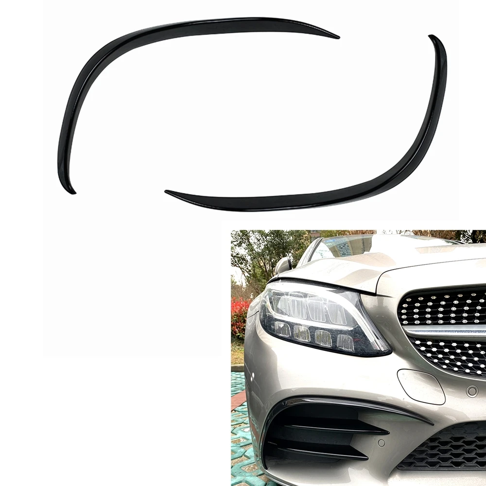 Car Front Bumper Air Vent Splitter Trim Fog Lamp Intake Cover Spoiler For Mercedes Benz C Class C200 C260 W205 2019