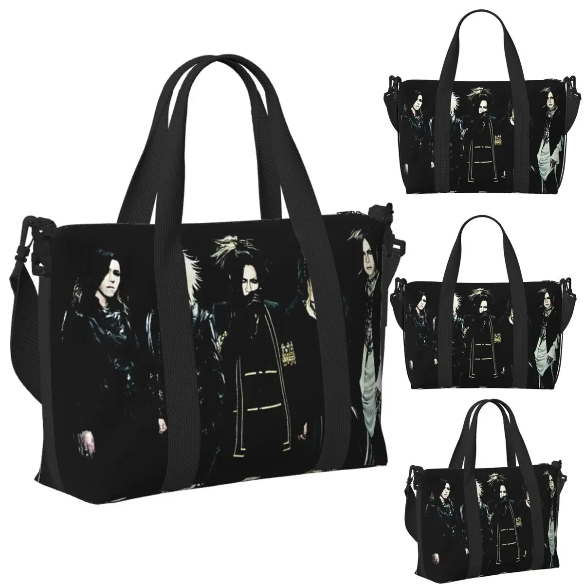 

Custom Japan Rock The Gazette Band Beach Travel Bag Large Capacity Tote Bags for Gym Sport Women Shopping Duffle Shoulder Bag