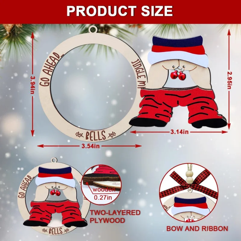 زينة عيد الميلاد الفريدة للبالغين، هدايا التبادل الممتعة، زخارف شجرة قبيحة خشبية شقية، تماثيل سانتا القذرة #3