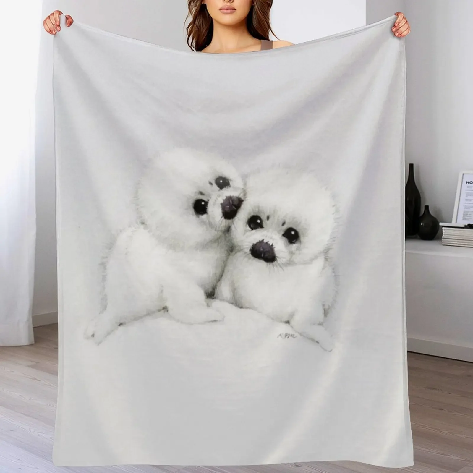 

Baby Seals Throw Blanket Multi Use Warm Blanket for Living Room Bedroom