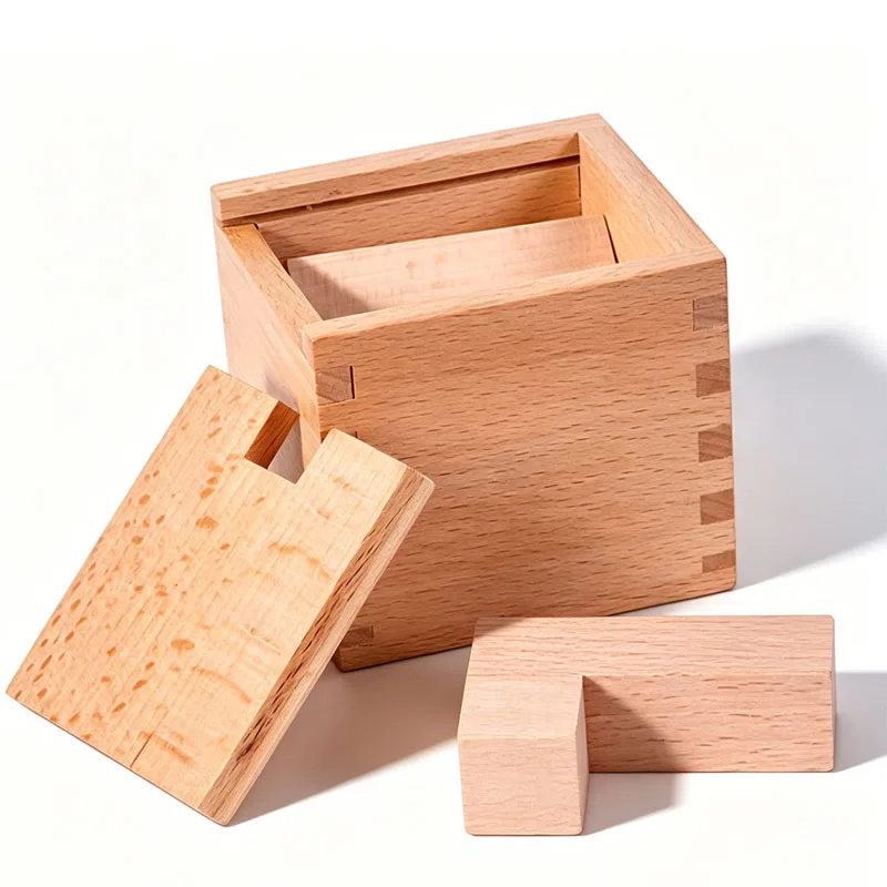 Novelty Gifts Oblique Placement of Blocks Brain Teaser Wooden Puzzle Box Fun Challenge IQ Test Edcuational Toys For Kids Adults