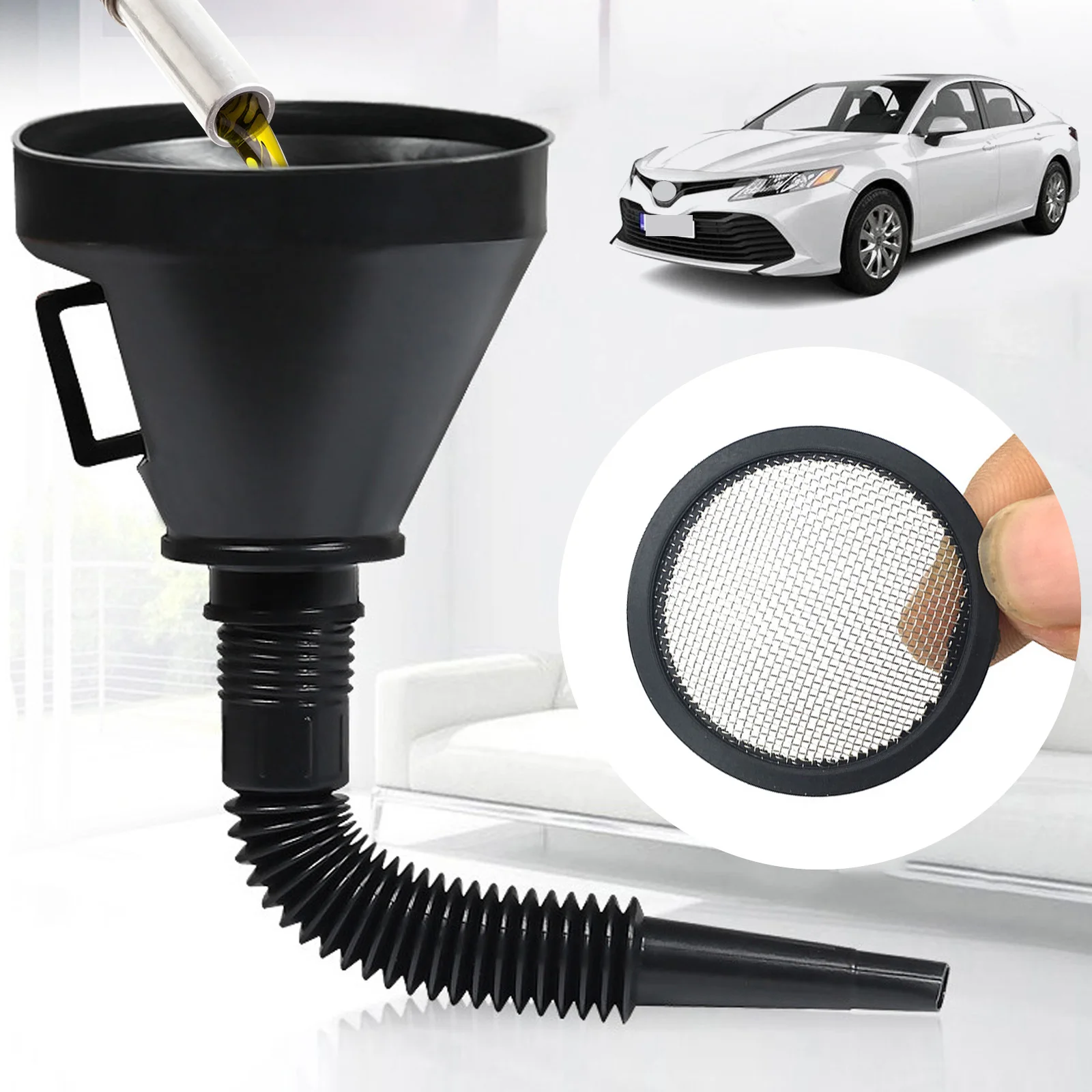 

Refueling Funnel with Filter Motorcycle Gasoline Engine Car Motorcycle 2 in 1 Refueling Funnel Fuel Filling Funnel Tool